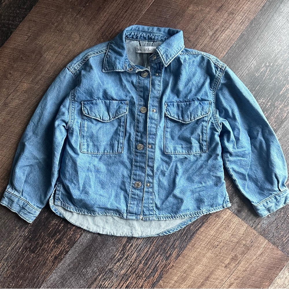 Zara Light Blue Kids Denim Shirt Jacket